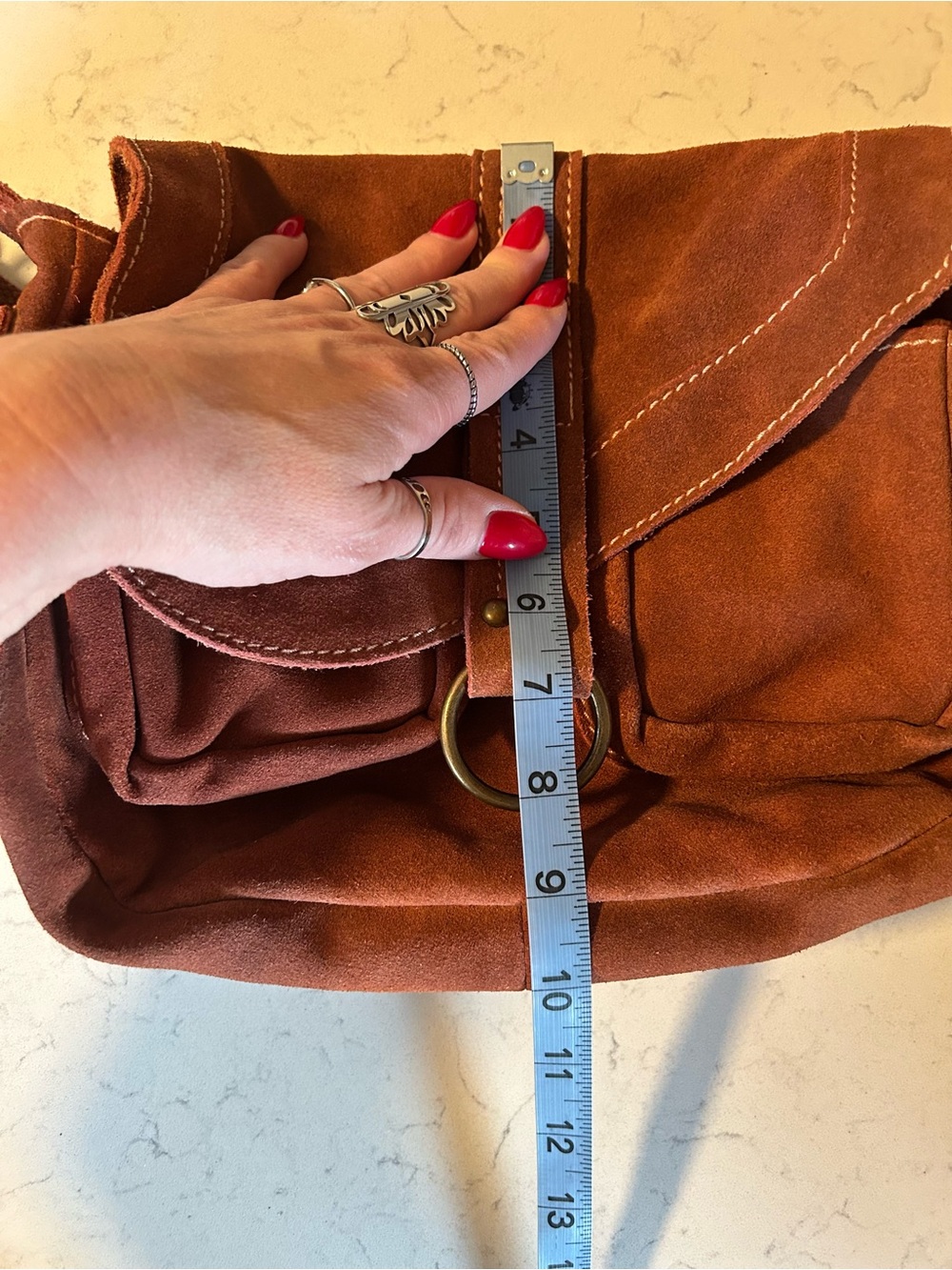Free People Wylie Suede Saddle Shoulder Crossbody Bag in Rust - Picture 11 of 16